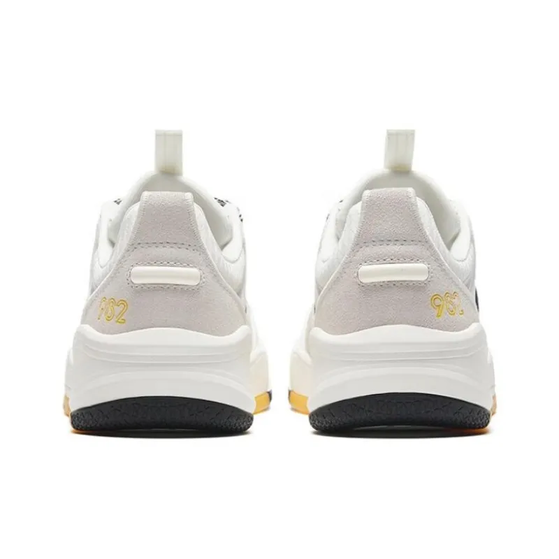 Anta 982EVO Anti Slip Wear Resistant Low Top Skateboard Shoes Women's White Green Yellow-3