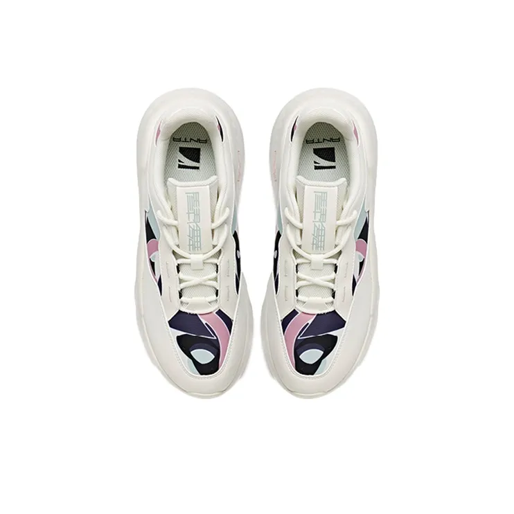 Anta Unruly Series Cushioning Anti Slip Wear Resistant Breathability Low Top Casual Shoes Women's White Green Purple-3
