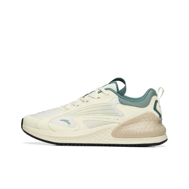 Anta C37+ Cushioned Anti Slip Wear Resistant Breathable Lightweight Low Top Casual Running Shoes Men's White Green-0
