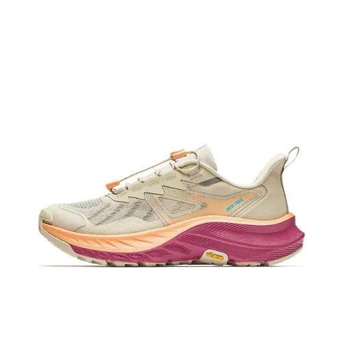 ANTA Explore The Wilderness Running Shoes Women's Low-Top Beige Yellow/Iridescent Orange/Lotus Mist Purple