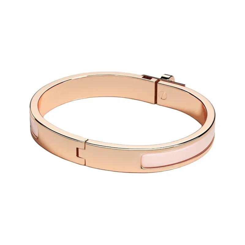 HERMES Enamel Rose Gold-Plated Metal Bangles Women's Rose Gold-1