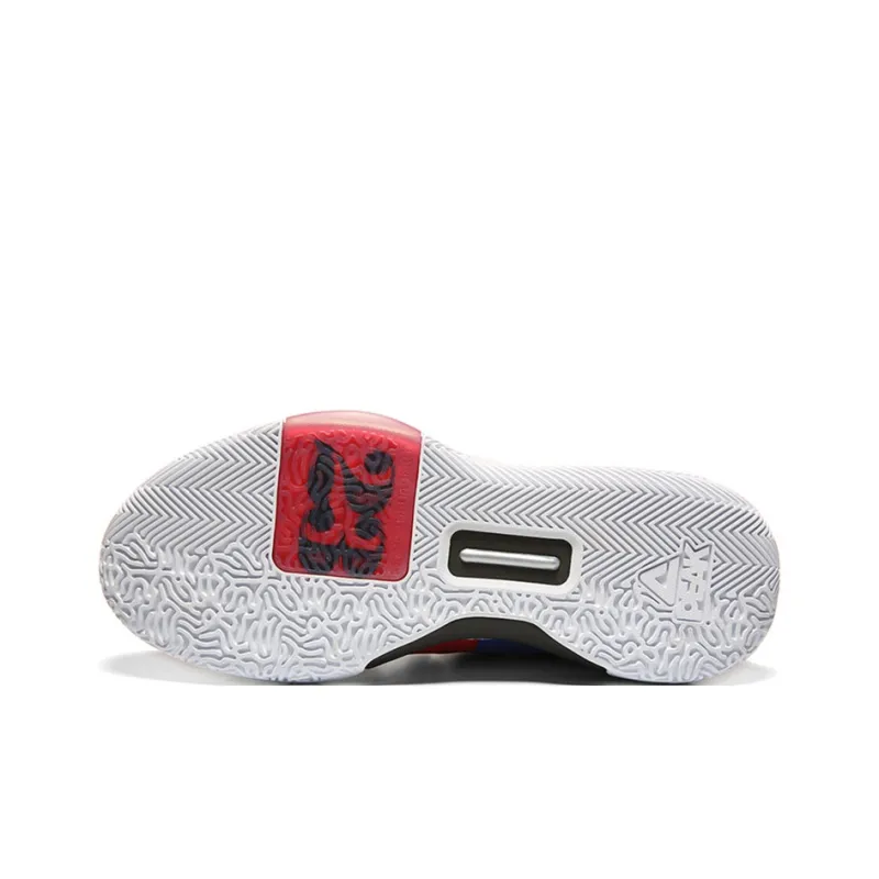 PEAK Taichi Flashing Anti Slip Wear Resistant Low Top Basketball Shoes Red Blue-4