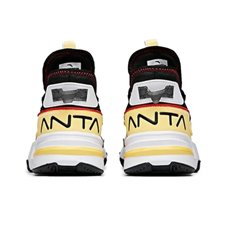 Anta Craze 1 Cushioned Slip Resistant Mid Top Basketball Shoes Men's Black Yellow-4