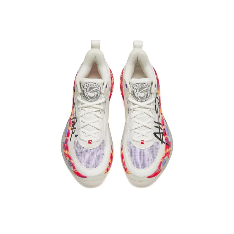 Anta Raid Cushioned Slip-Resistant Low-Top Basketball Shoes Men's White Black Red-2