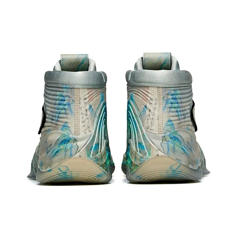 Anta KT6 Norman Jiangshan Cushioning Anti-Slip And Wear-Resistant High-Top Basketball Shoes Gray Blue-3