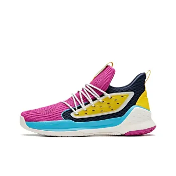 Anta Water Flower 1 KT Water Ripple Generation 1 Mid Top Basketball Shoes Men's Pink Blue