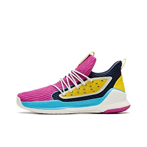 ANTA Water Flower 1 Basketball Shoes Men Mid-Top ANTA Purple/Coastal Blue/Egg Yellow/Ivory White