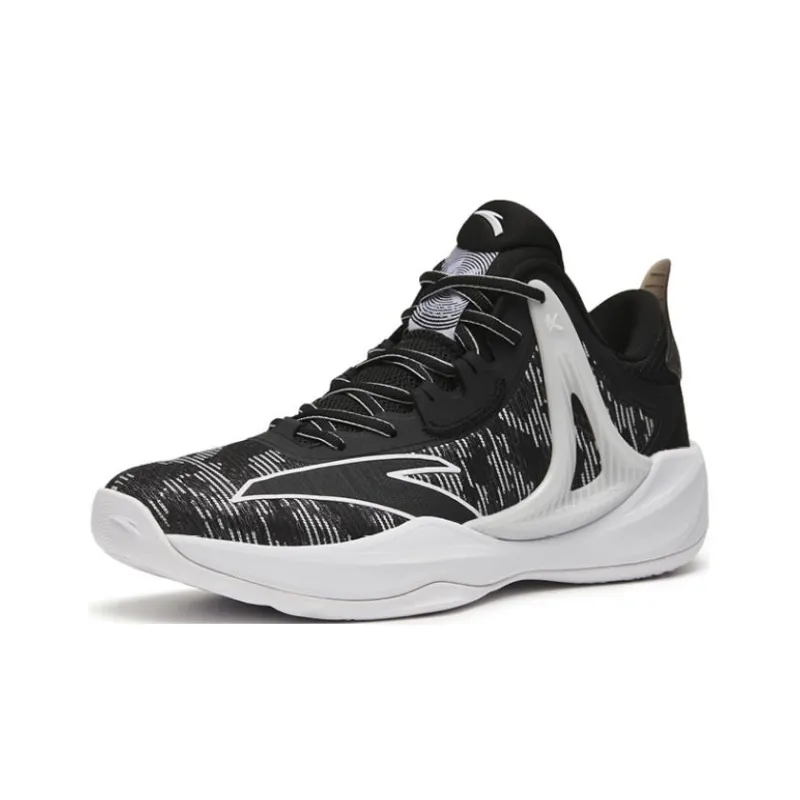 Anta Hussars 8 Durable Breathable Low Top Basketball Shoes Men's Black White-1