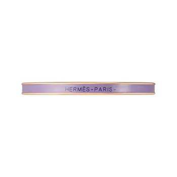 HERMES Enamel Rose Gold Plated Metal Parts Bangles Women's Purple