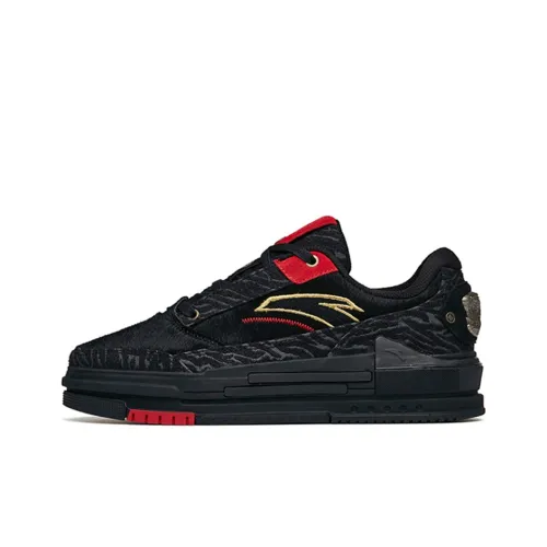 ANTA Bump Skateboard Shoes Men Low-Top Black/Red