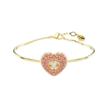 Swarovski Cubic Zirconia Faux Crystal Gold Tone Plated Faux Pearl Bangles Women's Gold