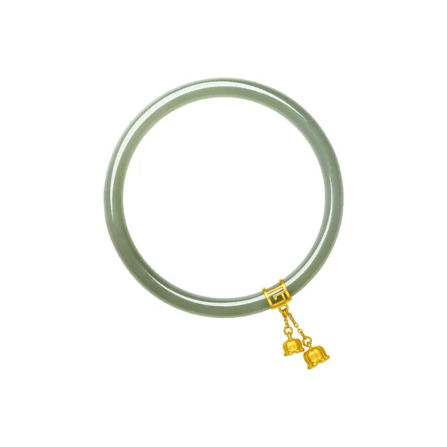 ZHOU LIU FU Bangles Pale Greenish White Jade Unisex-6