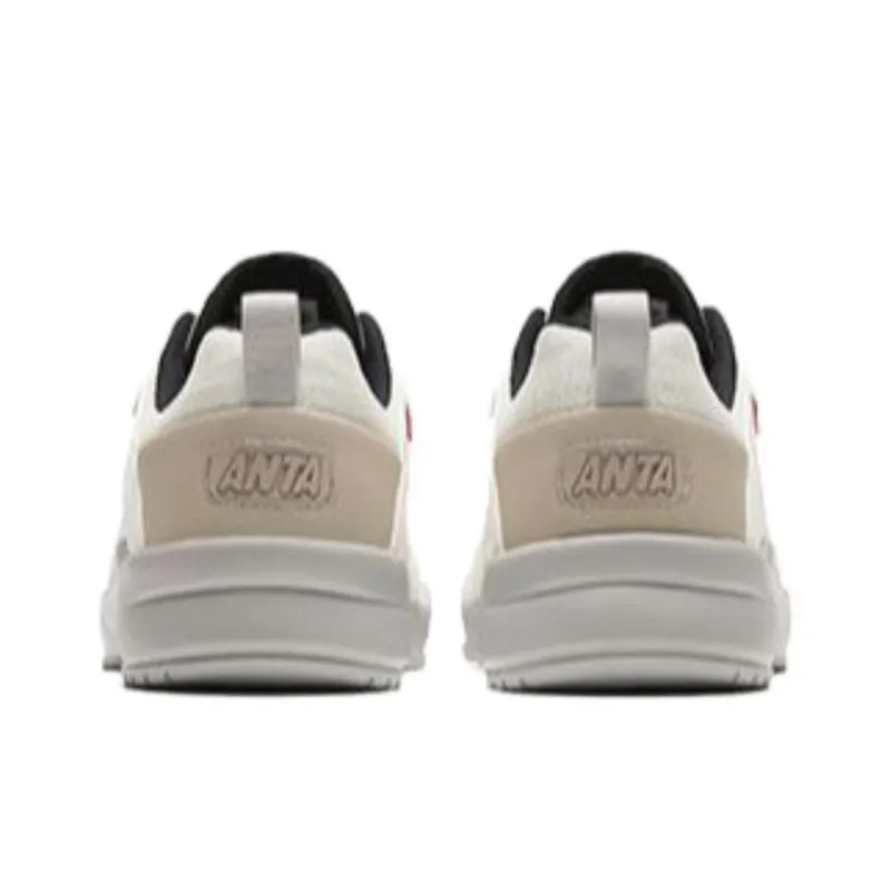 ANTA Rubber Bullet Skateboard Shoes Men Low-Top Beige/Gray/Red-3