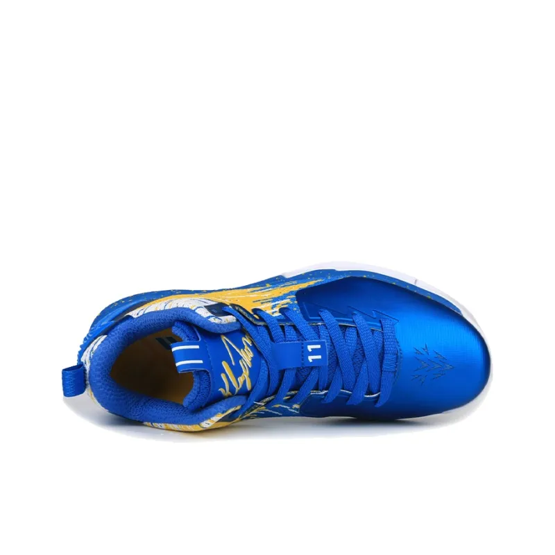 Anta KT2 Cushioning, Slip Resistant, Abrasion Resistant, Breathable Low Top Basketball Shoes Men's Blue Yellow-4