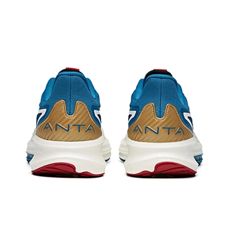 Anta Gazelle 1.0 Cushioned Slip Resistant Abrasion Resistant Breathable Low Top Running Shoes Men's White Blue-4