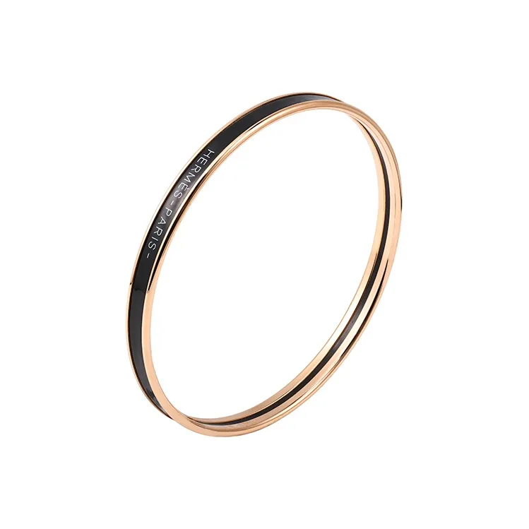 HERMES Enamel Bangles Unisex Rose Gold-1