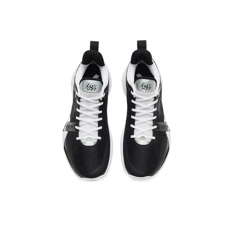 Anta Lighthearted 4 Team Cushioning Anti Slip And Wear Resistant Low Top Basketball Shoes Men's Black White-2