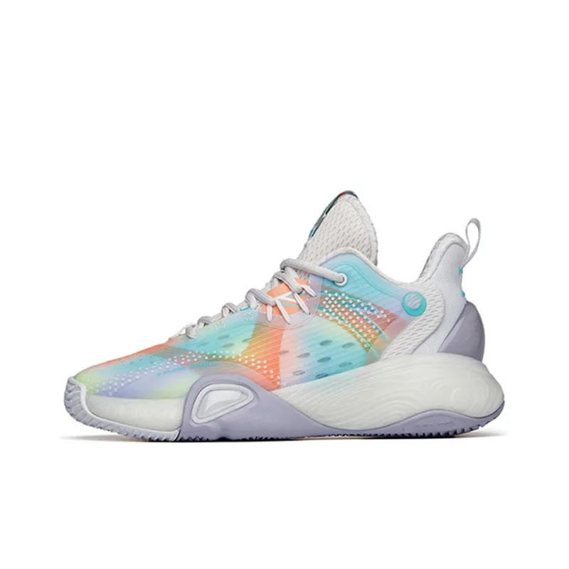 Anta Bubble Bomb Cushioning Anti Slip And Wear Resistant Low Top Basketball Shoes Women's White Green Pink-0