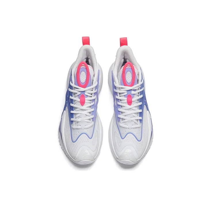 Anta Berserk 3 Anti-Slip Wear-Resistant High-Top Basketball Shoes Men's White Purple-2