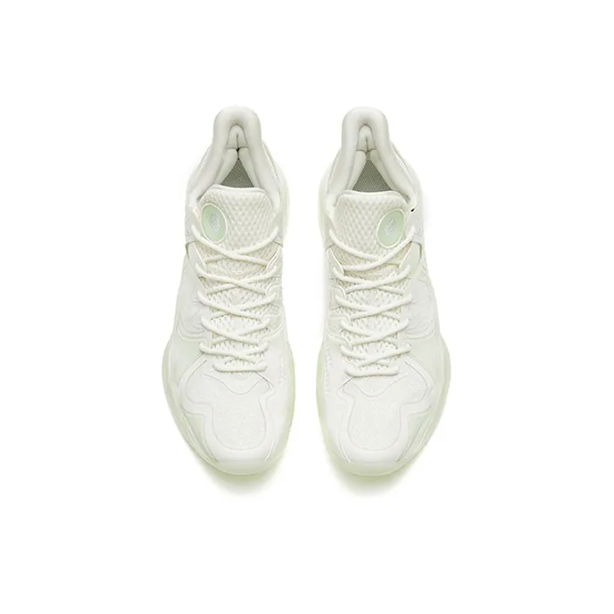 Anta Shock Wave 4 Wear Resistant Slip Resistant Mid Top Performance Basketball Shoes Men's White-3