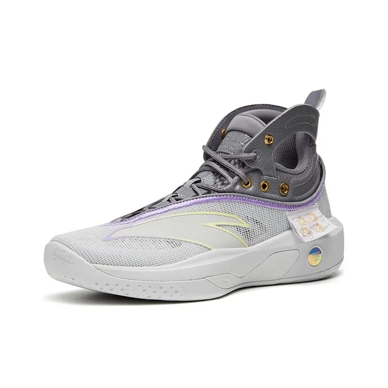 Anta KT8 Starlight Slip Resistant, Abrasion Resistant, Lightweight High Top Basketball Shoes Men's Purple Silver-1