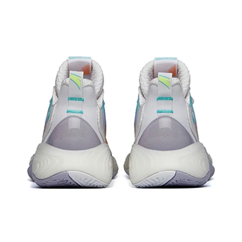 Anta Bubble Bomb Cushioning Anti Slip And Wear Resistant Low Top Basketball Shoes Women's White Green Pink-4
