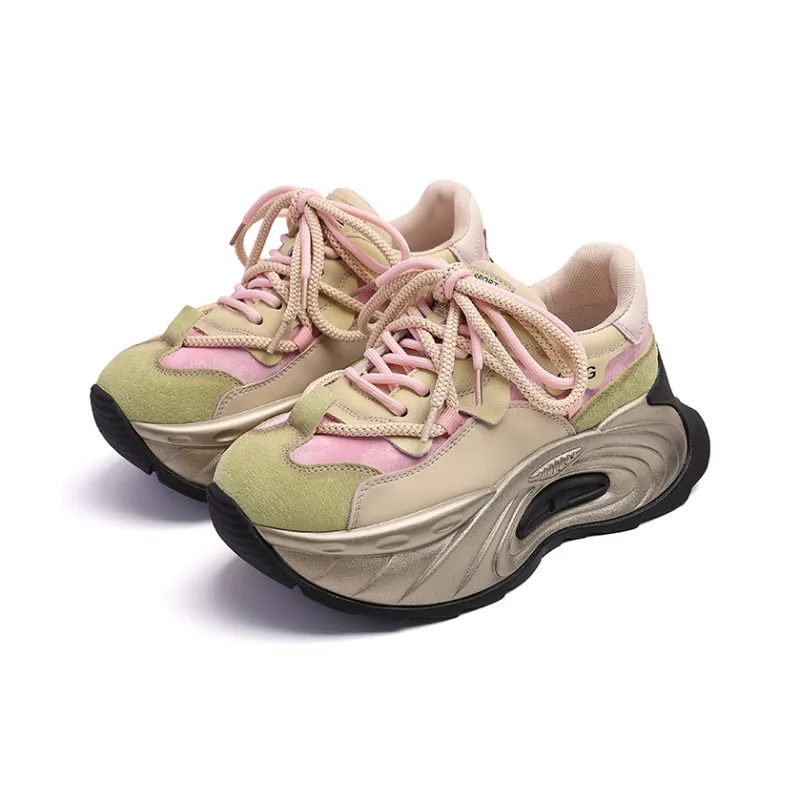 BURGELY Anti Slip Wear Resistant Low Top Chunky Sneakers Women's-7