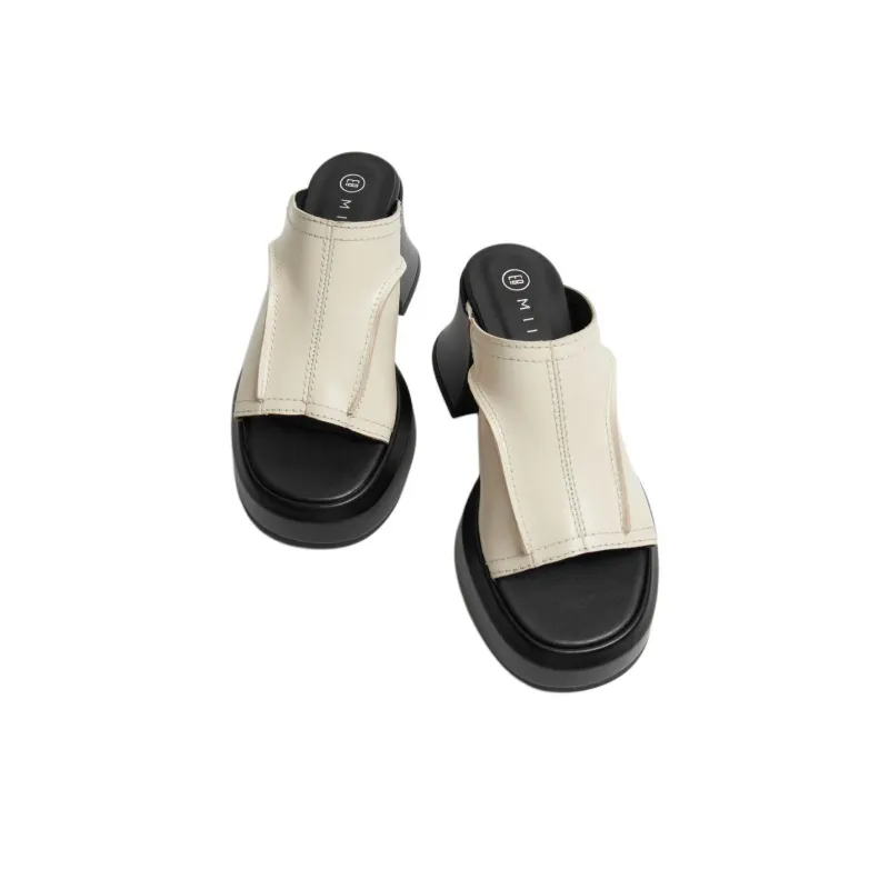 MIISTA Slide Slippers Women's Black White-2