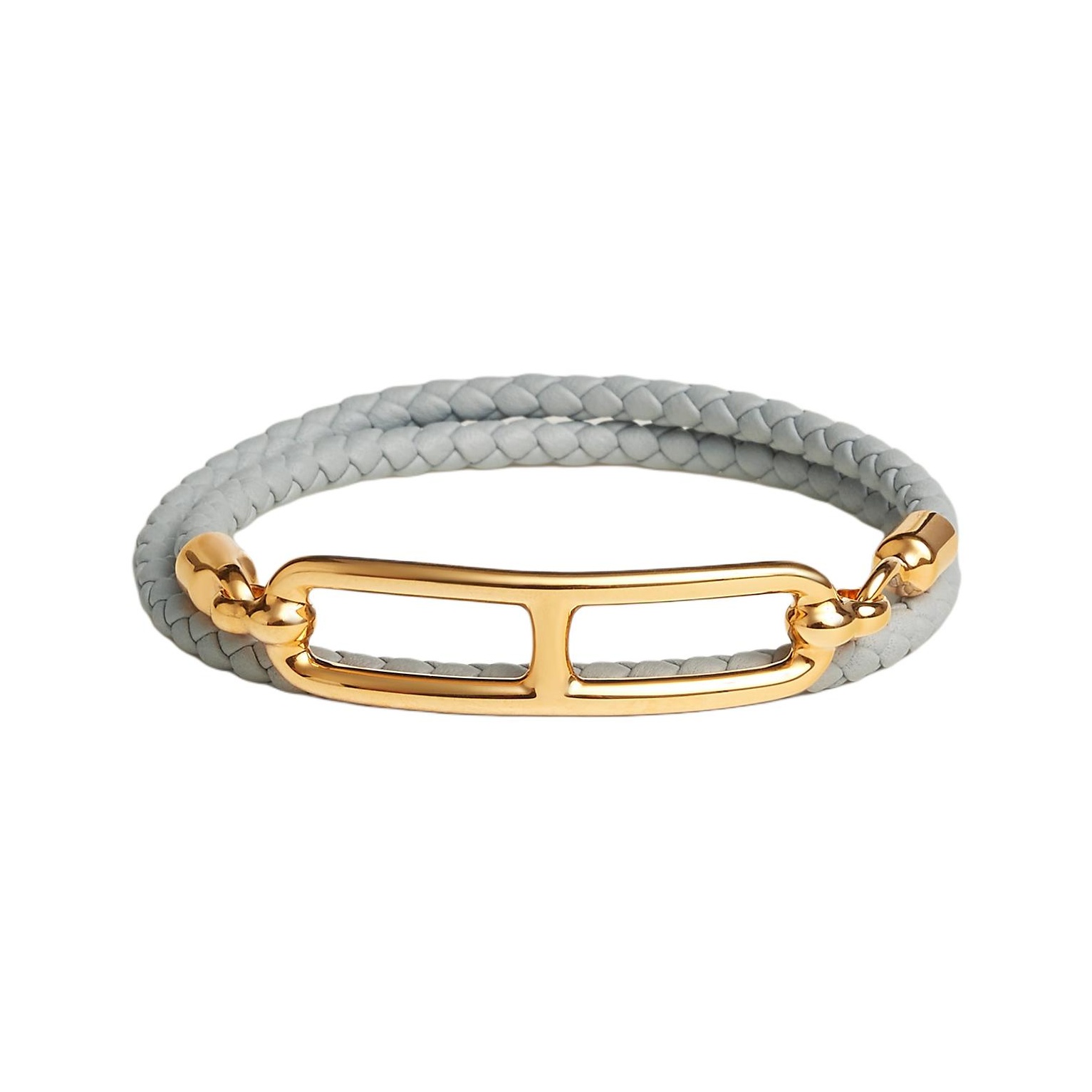 HERMES Calfskin Palladium-Plated Bangles Unisex Black - POIZON