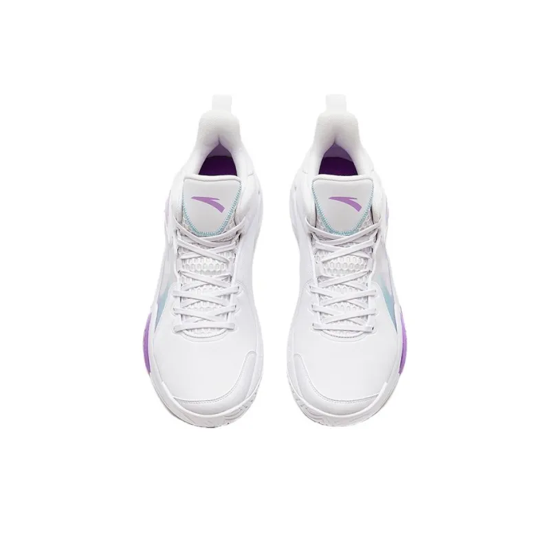 Anta Airspace 4 Anti Slip Wear Resistant Low Top Basketball Shoes Men's White Purple-2