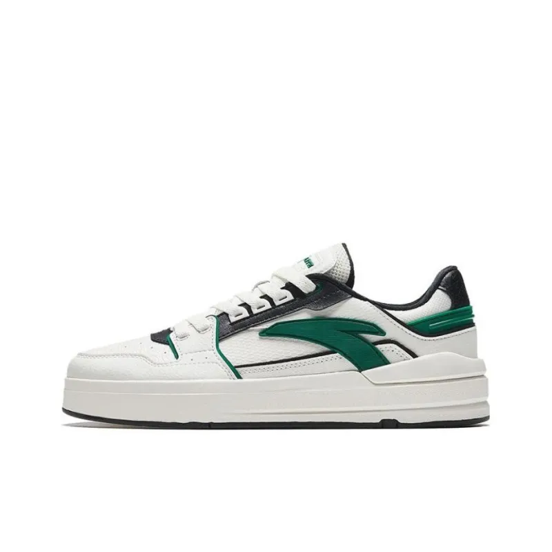 Anta Street Naughty Lite Slip Resistant Cushioning Low Top Skateboard Shoes Men's Black White Green-0