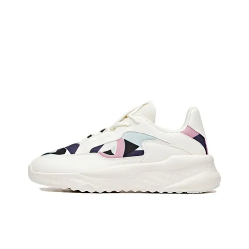 Anta Unruly Series Cushioning Anti Slip Wear Resistant Breathability Low Top Casual Shoes Women's White Green Purple