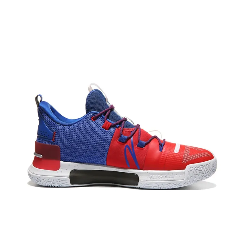 PEAK Taichi Flashing Anti Slip Wear Resistant Low Top Basketball Shoes Red Blue-1