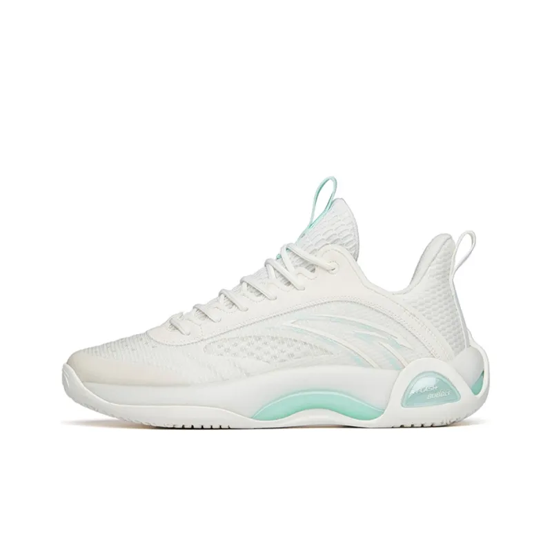 Anta Cement Bubble 2.0 Anti Slip Wear Resistant Low Top Basketball Shoes Men's White Green-0