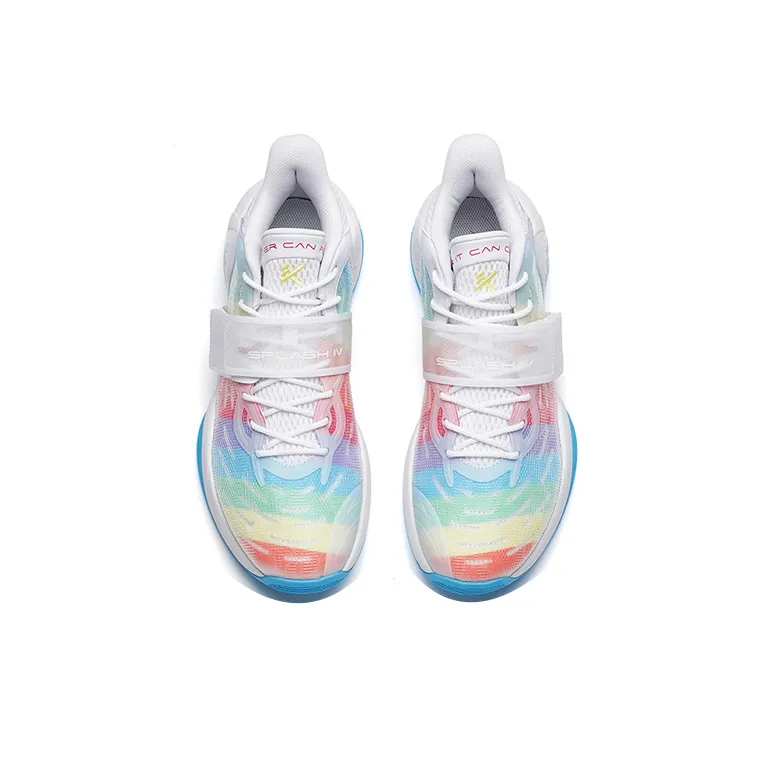 Anta Water Flower 4 Slip-Resistant Cushioning Wear-Resistant Low-Top Basketball Shoes White Multicolor-2
