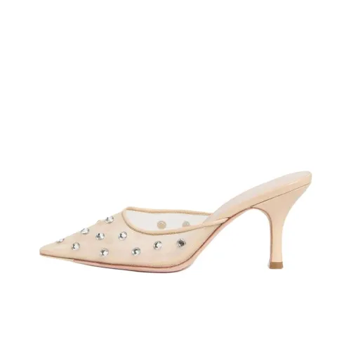 Loeffler Randall Closed Toe Slippers 7.6cm Women's Beige