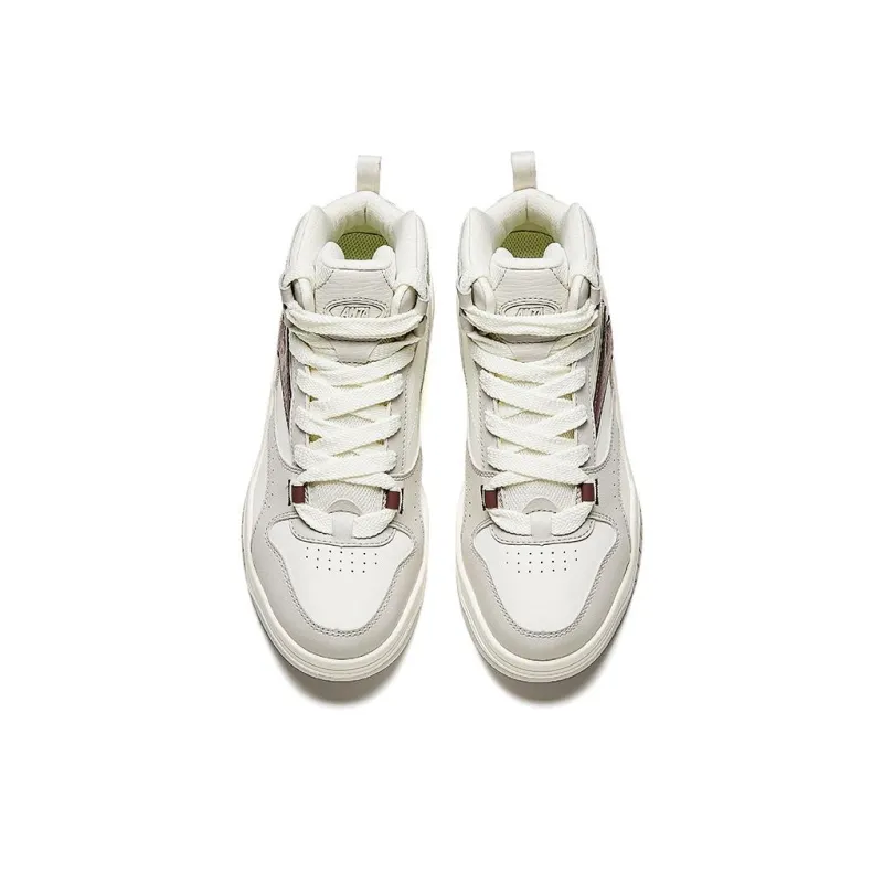 Anta Wave Shoes Non slip Lightweight Mid Top Skateboard Shoes Women's White-2