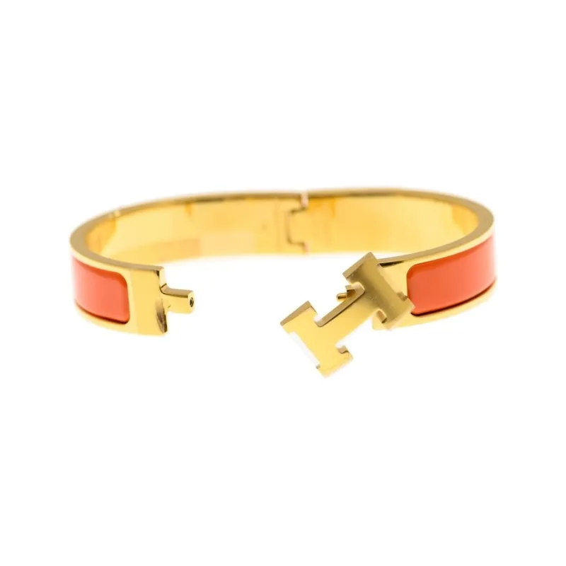 HERMES 20th Century Narrow Enamel Clic H Bracelet Pm Costume Bracelet-1