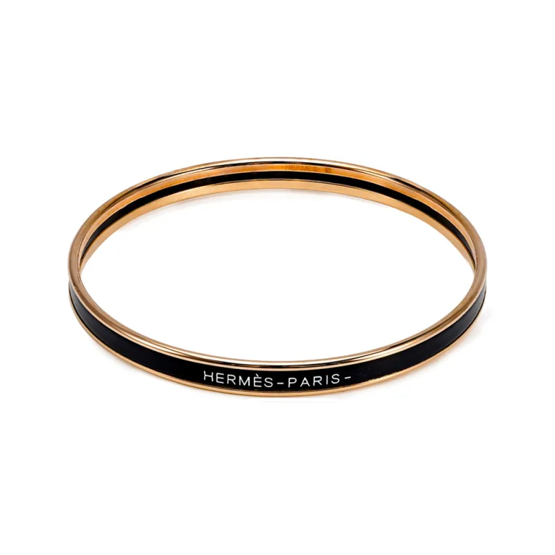 HERMES Enamel Bangles Unisex Rose Gold-4