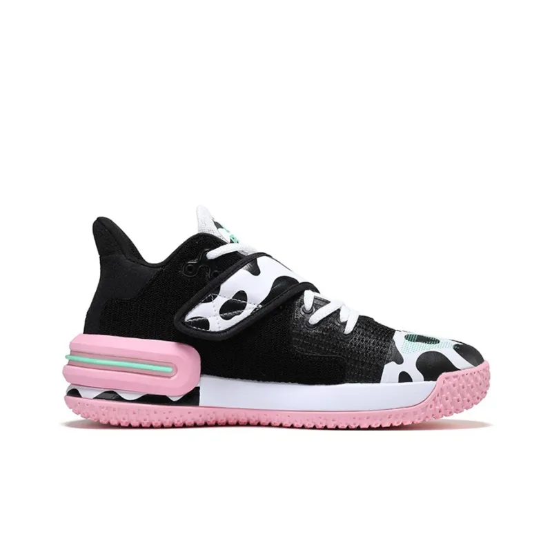 PEAK Flash 2 Generation Cow Cushioning Anti-Slip Wear-Resistant Breathability Mid-Top Basketball Shoes White Black-1