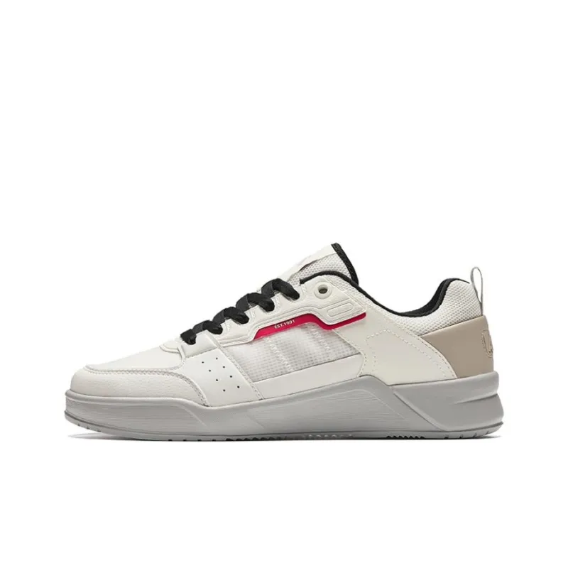 ANTA Rubber Bullet Skateboard Shoes Men Low-Top Beige/Gray/Red-0