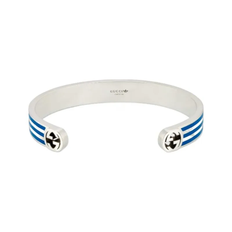 GUCCI 925 Sterling Silver, Enamel Bangles Women's Blue-2