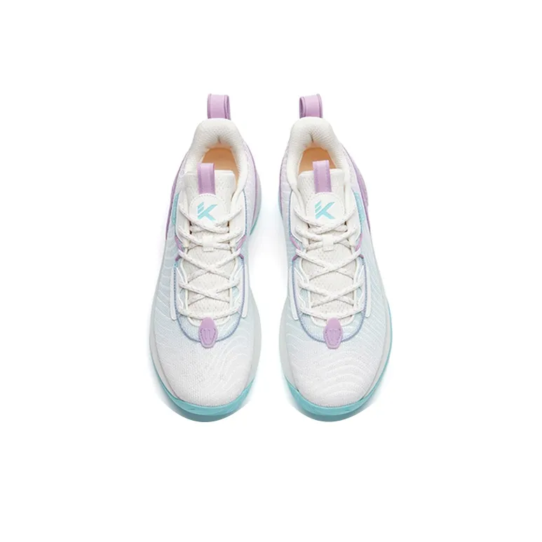 Anta Light Cavalry 7 Abrasion Resistant Breathable Low Top A Flash Bubble Basketball Shoes Men's White Blue Purple-3