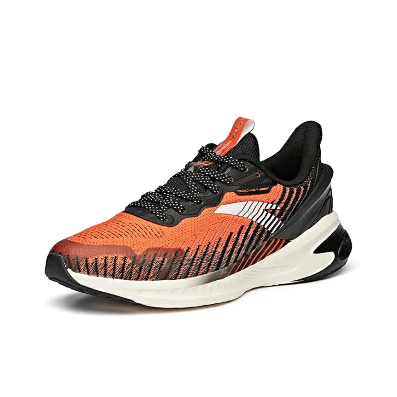 Anta Cushioned Slip-Resistant Abrasion-Resistant Breathable Low-Top Running Shoes Men's Orange Black-1