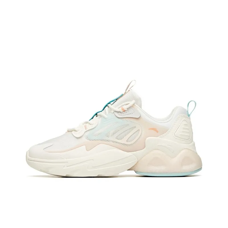 Anta Millennium 2.0 Cushioning Anti-Slip And Wear-Resistant Low-Top Chunky Sneakers White Pink Blue-0