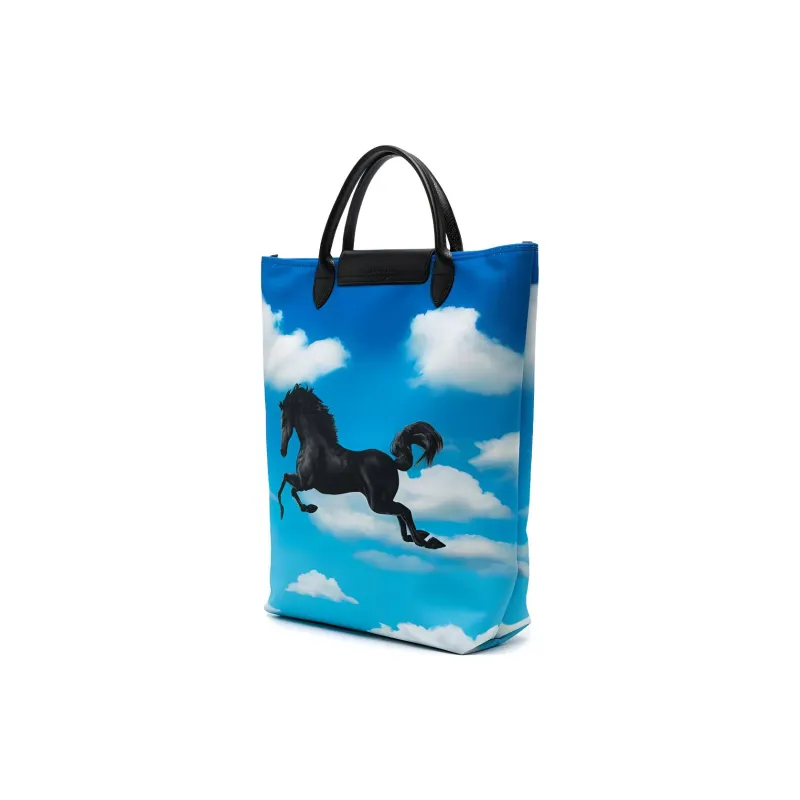 LONGCHAMP ToilerPaper Collaboration Recycled Polyester Tote Bag, Shopping Bag, Handbag Women's Blue-1