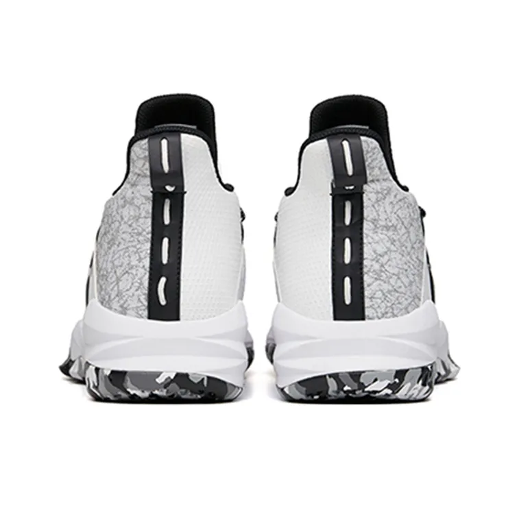 Anta Rhomboid Cushioned Slip-Resistant Abrasion-Resistant Breathable Low-Top Basketball Shoes Men's Black White-4
