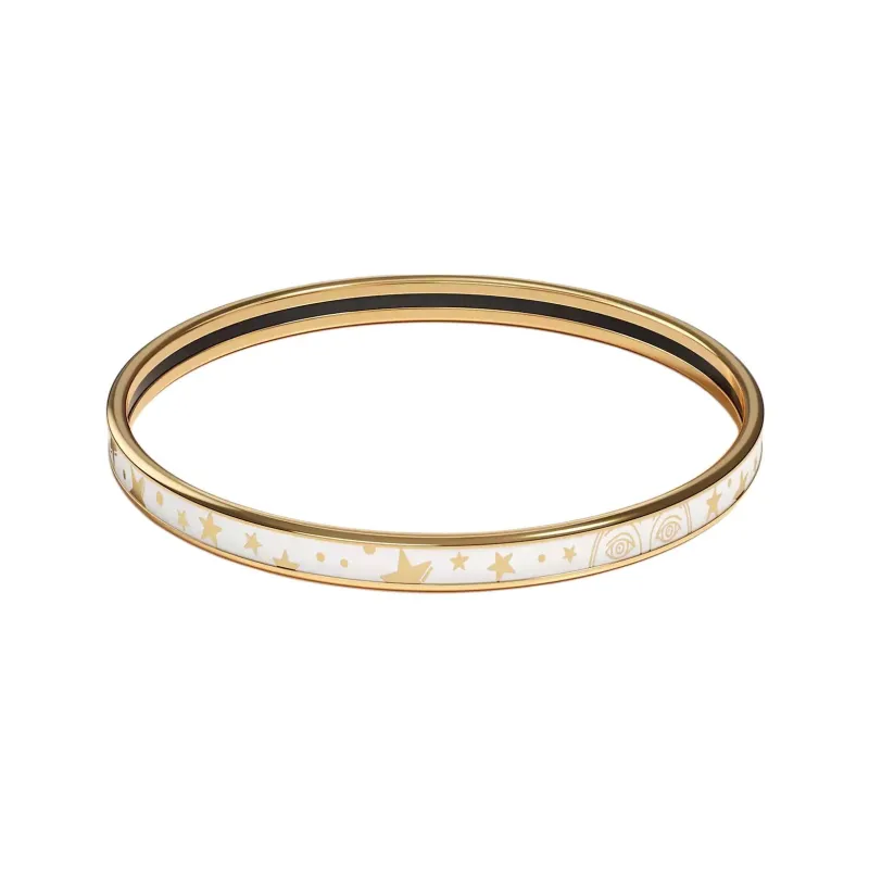 HERMES Enamel Bangles Unisex Gold-1
