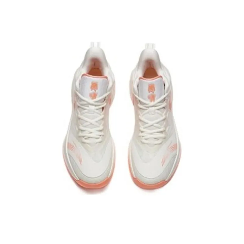 Anta Tiger Roar Cushioning Anti Slip And Wear Resistant Coverage Mid Top Performance Basketball Shoes Men's White Pink-2