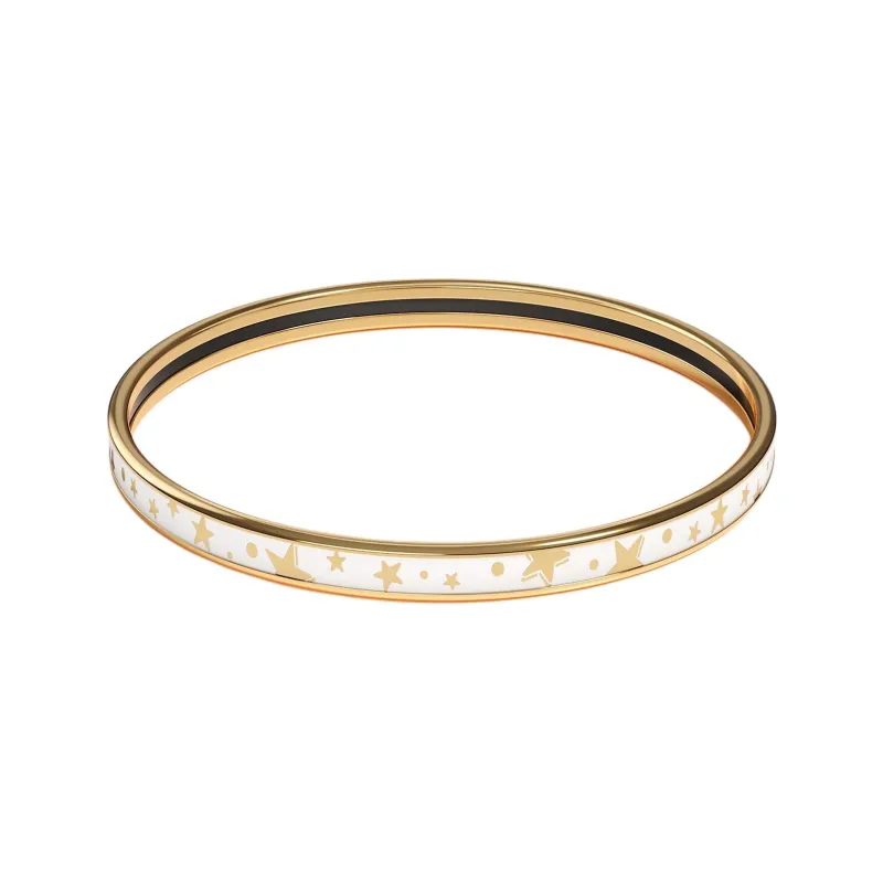 HERMES Enamel Bangles Unisex Gold-0